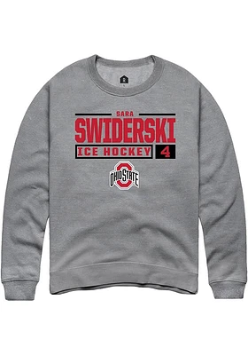 Sara Swiderski  Rally Ohio State Buckeyes Mens Graphite NIL Stacked Box Long Sleeve Crew Sweatshir..