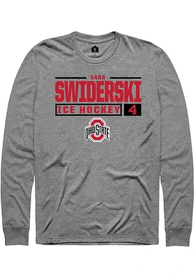 Sara Swiderski  Ohio State Buckeyes Graphite Rally NIL Stacked Box Long Sleeve T Shirt