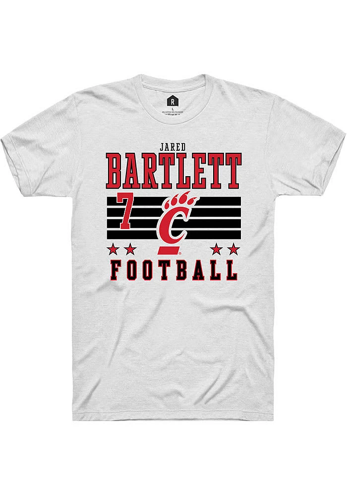 Jared Bartlett  Cincinnati Bearcats White Rally NIL Striped Short Sleeve T Shirt