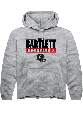 Jared Bartlett  Rally Cincinnati Bearcats Youth Grey NIL Stacked Box Long Sleeve Hoodie