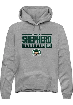 Dylan Shepherd  Rally Ohio Bobcats Mens Graphite NIL Stacked Box Long Sleeve Hoodie