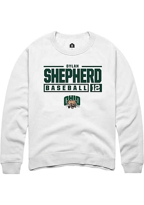 Dylan Shepherd Rally Ohio Bobcats Mens NIL Stacked Box Long Sleeve Crew Sweatshirt