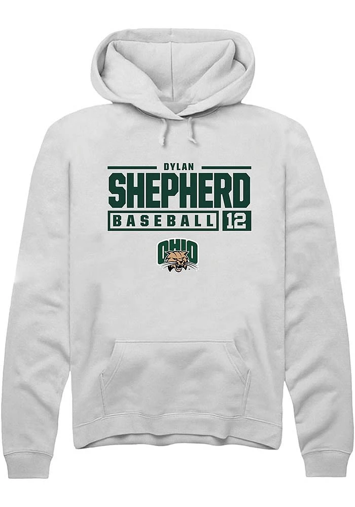 Dylan Shepherd Rally Ohio Bobcats Mens NIL Stacked Box Long Sleeve Hoodie