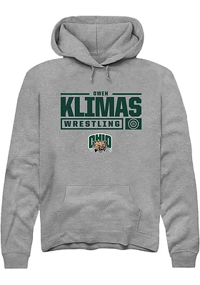 Owen Klimas  Rally Ohio Bobcats Mens Graphite NIL Stacked Box Long Sleeve Hoodie