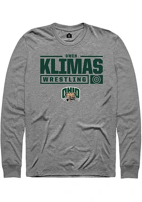 Owen Klimas  Ohio Bobcats Graphite Rally NIL Stacked Box Long Sleeve T Shirt