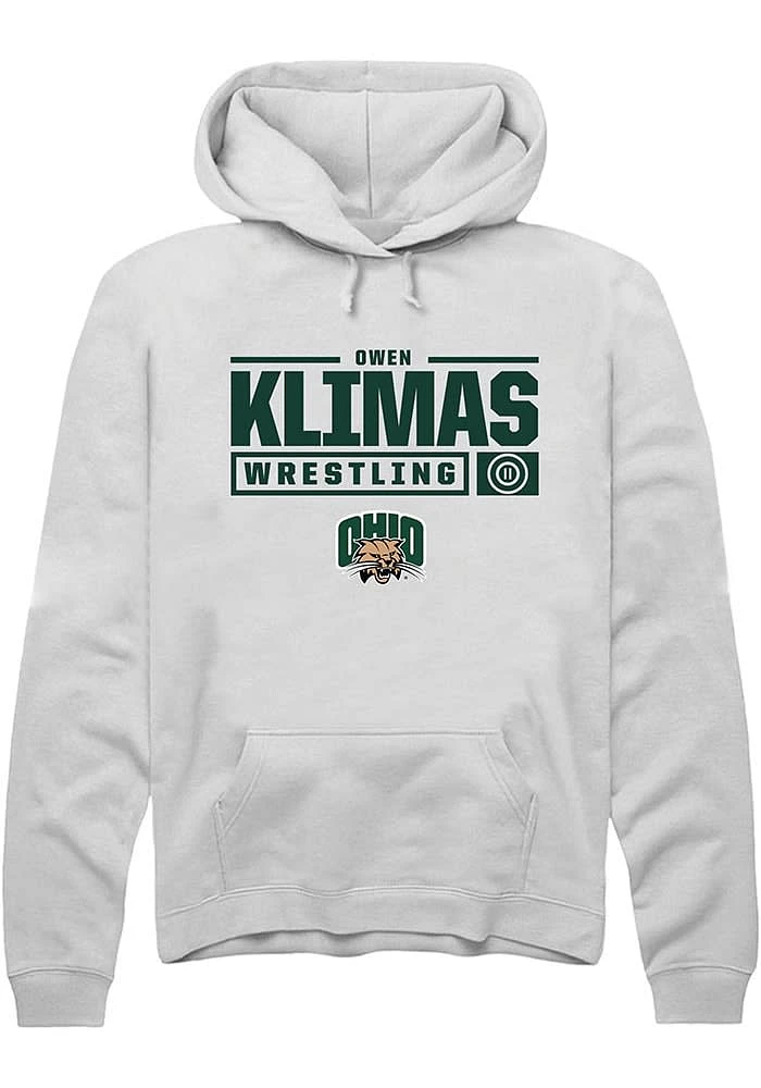Owen Klimas Rally Ohio Bobcats Mens NIL Stacked Box Long Sleeve Hoodie