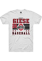 Charlie Giese  Ohio State Buckeyes White Rally NIL Striped Short Sleeve T Shirt
