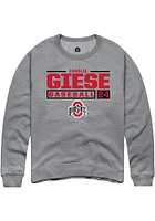 Charlie Giese  Rally Ohio State Buckeyes Mens Graphite NIL Stacked Box Long Sleeve Crew Sweatshirt