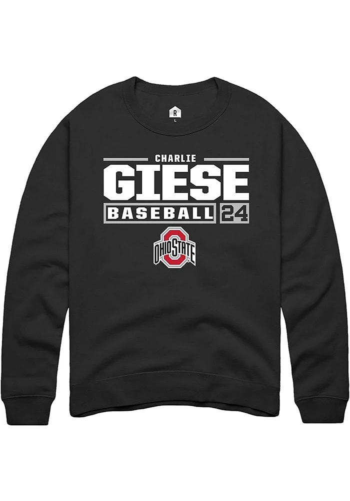 Charlie Giese Rally Ohio State Buckeyes Mens NIL Stacked Box Long Sleeve Crew Sweatshirt