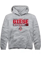 Charlie Giese  Rally Ohio State Buckeyes Youth Grey NIL Stacked Box Long Sleeve Hoodie