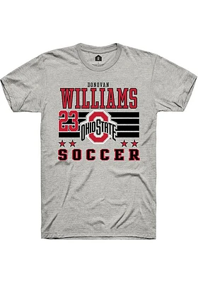 Donovan Williams  Ohio State Buckeyes Ash Rally NIL Striped Short Sleeve T Shirt