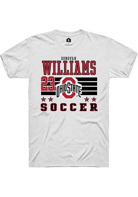 Donovan Williams  Ohio State Buckeyes White Rally NIL Striped Short Sleeve T Shirt
