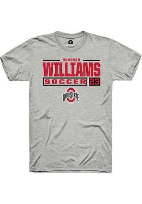 Donovan Williams  Ohio State Buckeyes Ash Rally NIL Stacked Box Short Sleeve T Shirt
