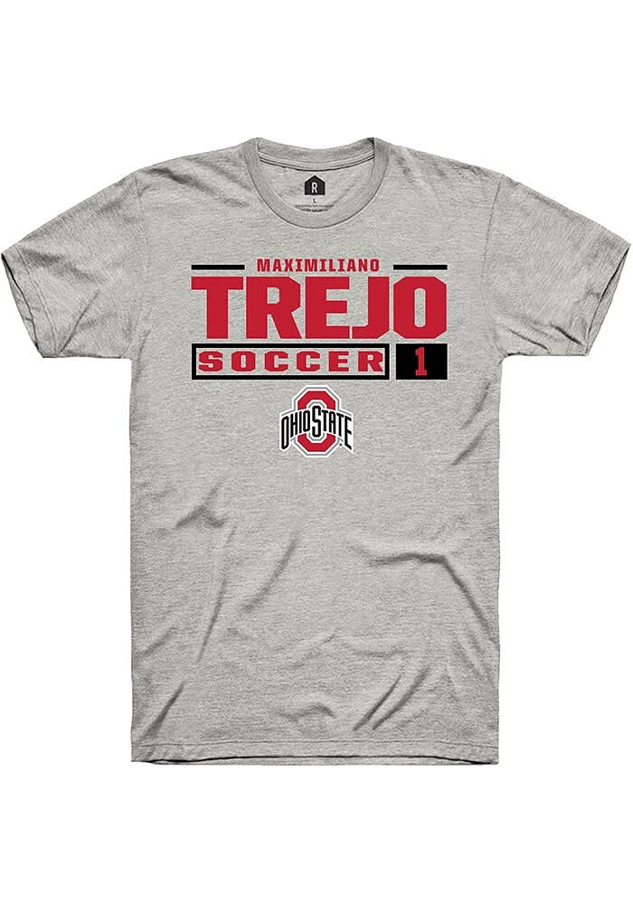 Maximiliano Trejo Ohio State Buckeyes Ash Rally NIL Stacked Box Short Sleeve T Shirt