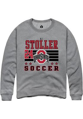 RJ Stoller Rally Ohio State Buckeyes Mens NIL Striped Long Sleeve Crew Sweatshirt
