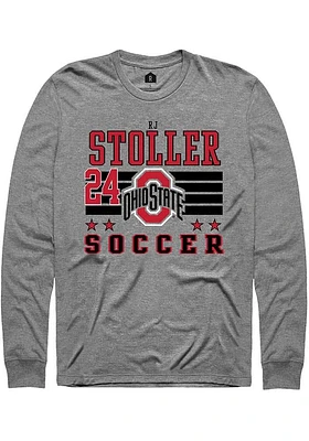 RJ Stoller  Ohio State Buckeyes Grey Rally NIL Striped Long Sleeve T Shirt