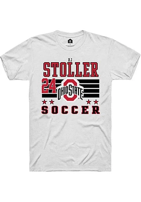 RJ Stoller  Ohio State Buckeyes White Rally NIL Striped Short Sleeve T Shirt