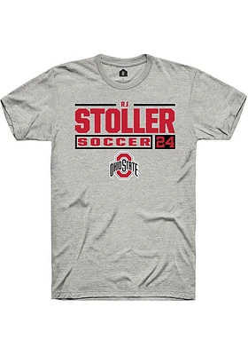 RJ Stoller  Ohio State Buckeyes Ash Rally NIL Stacked Box Short Sleeve T Shirt