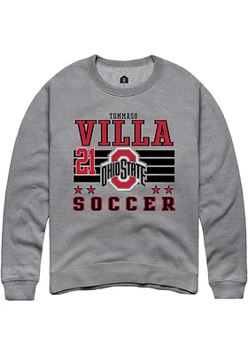 Tommaso Villa Rally Ohio State Buckeyes Mens NIL Striped Long Sleeve Crew Sweatshirt