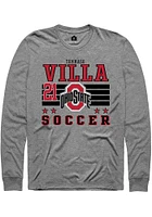Tommaso Villa  Ohio State Buckeyes Grey Rally NIL Striped Long Sleeve T Shirt