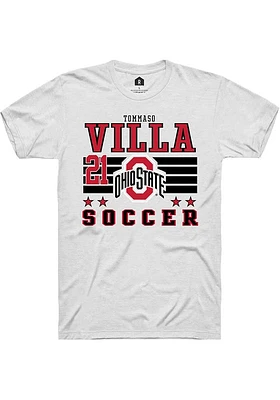 Tommaso Villa  Ohio State Buckeyes White Rally NIL Striped Short Sleeve T Shirt