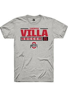 Tommaso Villa  Ohio State Buckeyes Ash Rally NIL Stacked Box Short Sleeve T Shirt