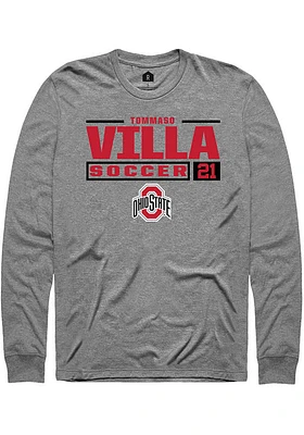 Tommaso Villa  Ohio State Buckeyes Graphite Rally NIL Stacked Box Long Sleeve T Shirt