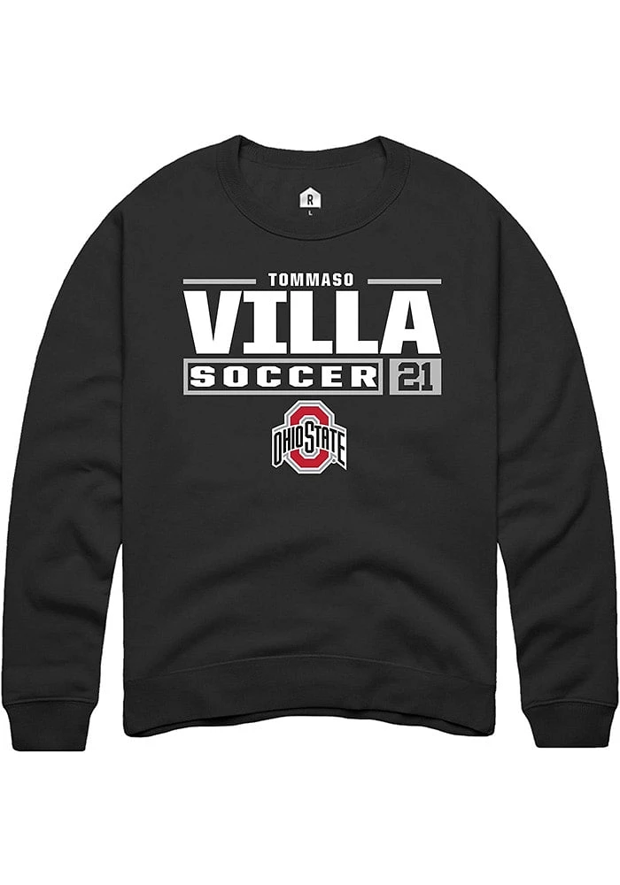 Tommaso Villa Rally Ohio State Buckeyes Mens NIL Stacked Box Long Sleeve Crew Sweatshirt