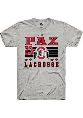 Maddy Paz  Ohio State Buckeyes Ash Rally NIL Striped Short Sleeve T Shirt