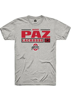 Maddy Paz  Ohio State Buckeyes Ash Rally NIL Stacked Box Short Sleeve T Shirt