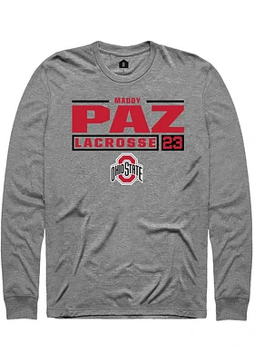 Maddy Paz  Ohio State Buckeyes Graphite Rally NIL Stacked Box Long Sleeve T Shirt