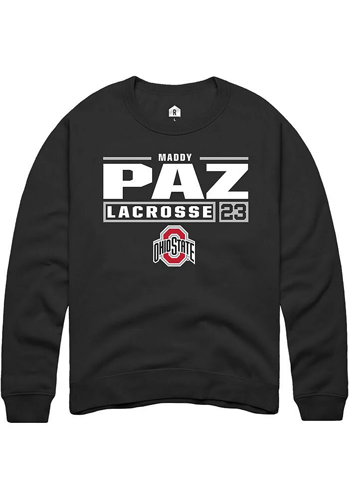 Maddy Paz Rally Ohio State Buckeyes Mens NIL Stacked Box Long Sleeve Crew Sweatshirt