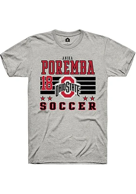 Anika Poremba  Ohio State Buckeyes Ash Rally NIL Striped Short Sleeve T Shirt