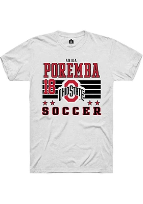 Anika Poremba  Ohio State Buckeyes White Rally NIL Striped Short Sleeve T Shirt