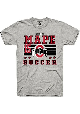 Berkley Mape  Ohio State Buckeyes Ash Rally NIL Striped Short Sleeve T Shirt