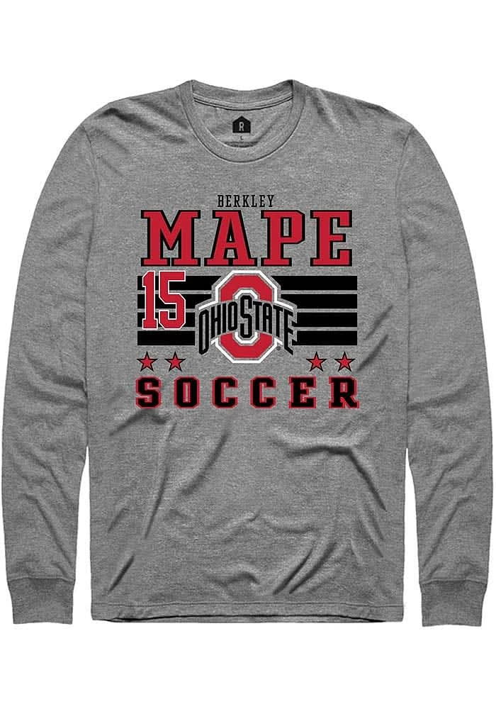 Berkley Mape Ohio State Buckeyes Grey Rally NIL Striped Long Sleeve T Shirt