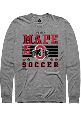 Berkley Mape  Ohio State Buckeyes Grey Rally NIL Striped Long Sleeve T Shirt