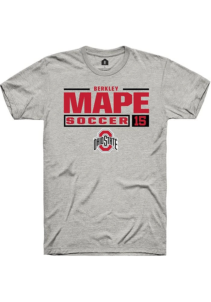 Berkley Mape Ohio State Buckeyes Ash Rally NIL Stacked Box Short Sleeve T Shirt
