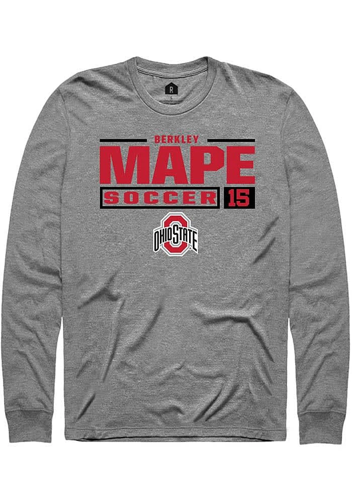 Berkley Mape  Ohio State Buckeyes Graphite Rally NIL Stacked Box Long Sleeve T Shirt