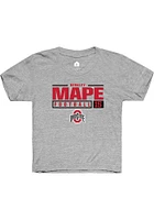 Berkley Mape  Rally Ohio State Buckeyes Youth Grey NIL Stacked Box Short Sleeve T-Shirt
