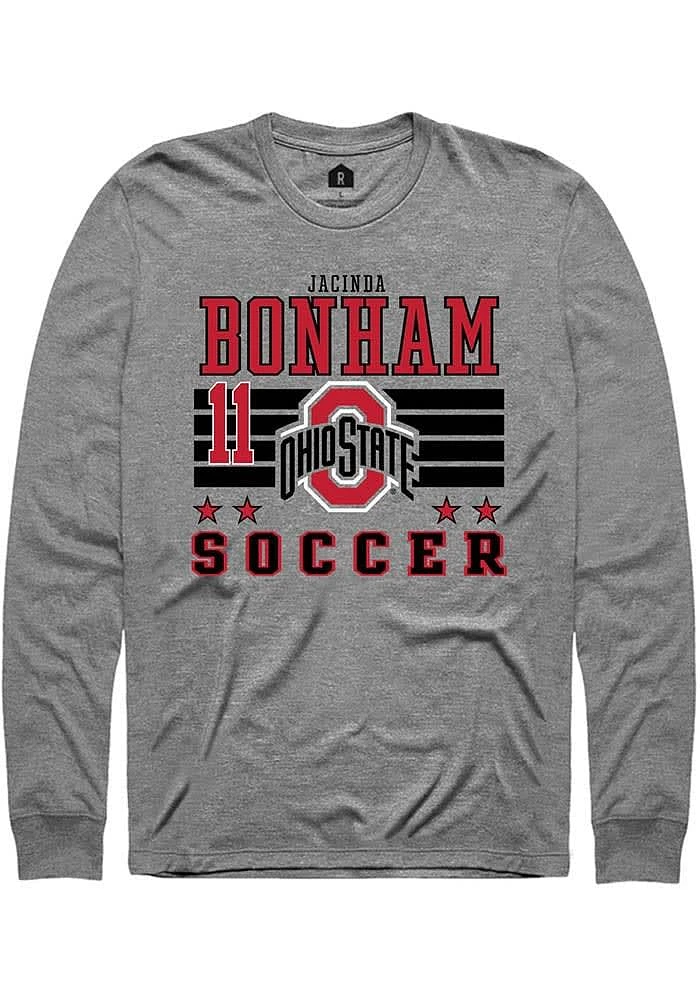 Jacinda Bonham  Ohio State Buckeyes Grey Rally NIL Striped Long Sleeve T Shirt