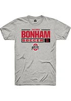 Jacinda Bonham  Ohio State Buckeyes Ash Rally NIL Stacked Box Short Sleeve T Shirt