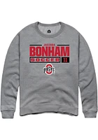Jacinda Bonham  Rally Ohio State Buckeyes Mens Graphite NIL Stacked Box Long Sleeve Crew Sweatshir..