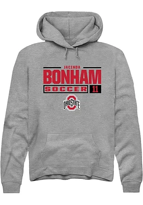 Jacinda Bonham  Rally Ohio State Buckeyes Mens Graphite NIL Stacked Box Long Sleeve Hoodie