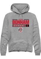 Jacinda Bonham  Rally Ohio State Buckeyes Mens Graphite NIL Stacked Box Long Sleeve Hoodie