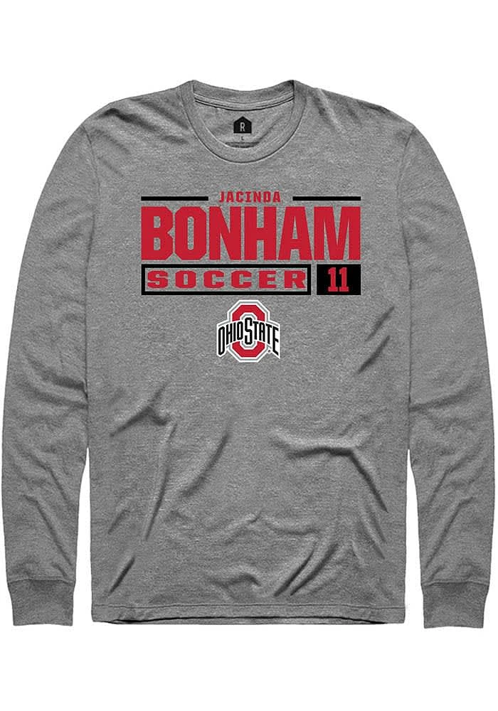 Jacinda Bonham Ohio State Buckeyes Graphite Rally NIL Stacked Box Long Sleeve T Shirt