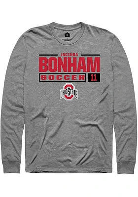 Jacinda Bonham  Ohio State Buckeyes Graphite Rally NIL Stacked Box Long Sleeve T Shirt