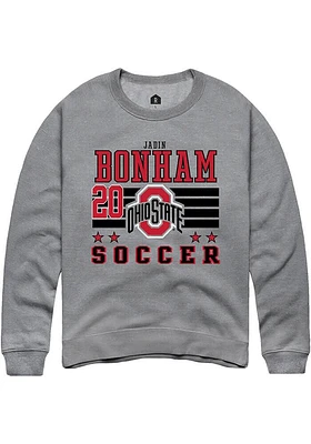 Jadin Bonham Rally Ohio State Buckeyes Mens NIL Striped Long Sleeve Crew Sweatshirt