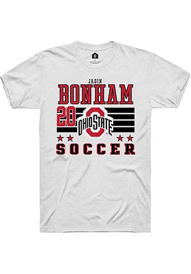 Jadin Bonham  Ohio State Buckeyes White Rally NIL Striped Short Sleeve T Shirt