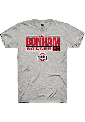 Jadin Bonham  Ohio State Buckeyes Ash Rally NIL Stacked Box Short Sleeve T Shirt